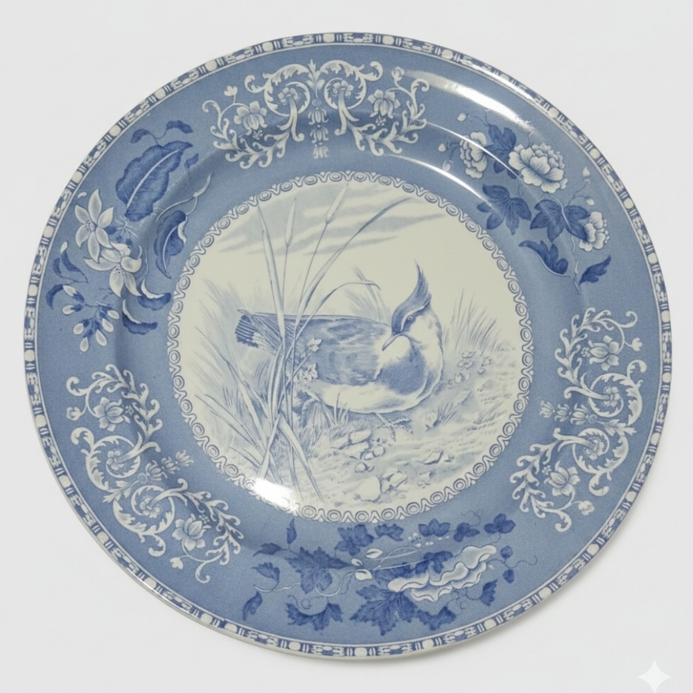 Rare!! Blueand White Copeland Spode England Plover No 7 Dinner  Plate